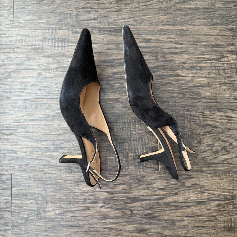 Sam Edelman Black Suede Slingback Heels - Picture 5 of 8